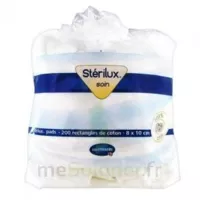 Sterilux Pads Rectangle Coton Hygiène Corporelle 8x10cm B/200 à MANCIET
